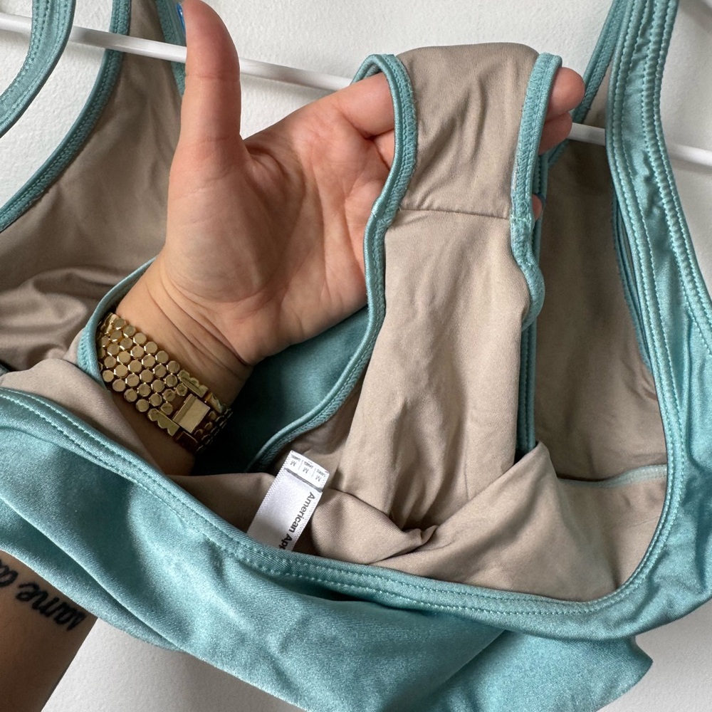 American Apparel Size M Sleek Teal One-Piece Swimsuit - Picture 6 of 6